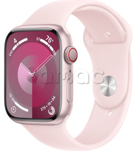 Купить Apple Watch Series 9 // 45мм GPS+Cellular // Корпус из алюминия розового цвета, спортивный ремешок светло-розового цвета