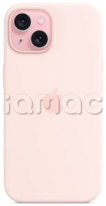 Силиконовый чехол MagSafe для iPhone 15, светло-розовый цвет