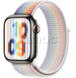 Купить Apple Watch Series 9 // 41мм GPS+Cellular // Корпус из нержавеющей стали графитового цвета, спортивный браслет цвета Pride Edition
