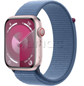 Купить Apple Watch Series 9 // 41мм GPS+Cellular // Корпус из алюминия розового цвета, спортивный браслет цвета "синяя зима"