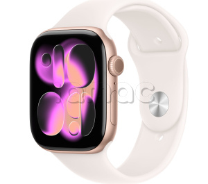 Купить Apple Watch Series 11 // 42мм GPS // Корпус из алюминия цвета "розовое золото", спортивный ремешок цвета "светлые румяна"