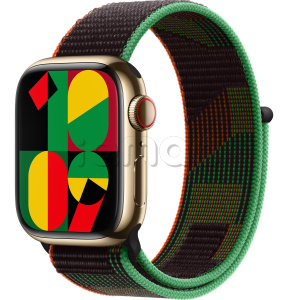 Купить Apple Watch Series 9 // 41мм GPS+Cellular // Корпус из нержавеющей стали золотого цвета, спортивный браслет цвета Black Unity
