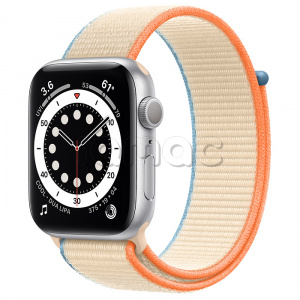 Купить Apple Watch Series 6 // 44мм GPS // Корпус из алюминия серебристого цвета, спортивный браслет кремового цвета