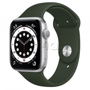 Купить Apple Watch Series 6 // 44мм GPS // Корпус из алюминия серебристого цвета, спортивный ремешок цвета «Кипрский зелёный»
