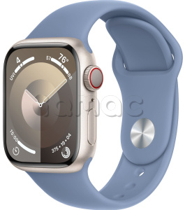 Купить Apple Watch Series 9 // 45мм GPS+Cellular // Корпус из алюминия цвета "сияющая звезда", спортивный ремешок цвета "синяя зима"