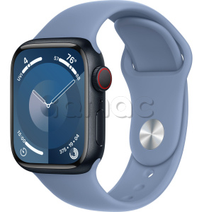 Купить Apple Watch Series 9 // 41мм GPS+Cellular // Корпус из алюминия цвета "темная ночь", спортивный ремешок цвета "синяя зима"