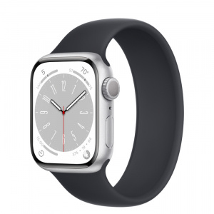 Apple Watch Series 8 // 41мм GPS // Корпус из алюминия серебристого цвета, монобраслет цвета "темная ночь"
