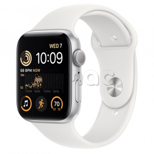 Купить Apple Watch SE // 44мм GPS // Корпус из алюминия серебристого цвета, спортивный ремешок белого цвета (2022-2023)
