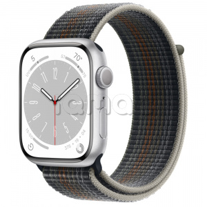 Купить Apple Watch Series 8 // 45мм GPS // Корпус из алюминия серебристого цвета, спортивный браслет цвета "темная ночь"