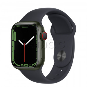 Купить Apple Watch Series 7 // 41мм GPS + Cellular // Корпус из алюминия зеленого цвета, спортивный ремешок цвета «тёмная ночь»