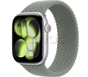 Купить Apple Watch Series 11 // 42мм GPS // Корпус из алюминия серебристого цвета, плетеный монобраслет серо-зеленого цвета
