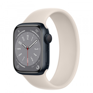Apple Watch Series 8 // 41мм GPS // Корпус из алюминия цвета "темная ночь", монобраслет цвета "сияющая звезда"
