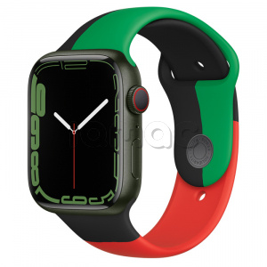 Купить Apple Watch Series 7 // 45мм GPS + Cellular // Корпус из алюминия зеленого цвета, спортивный ремешок цвета «Black Unity»