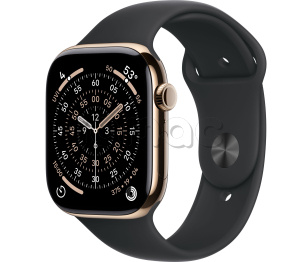 Купить Apple Watch Series 11 // 42мм GPS+Cellular // Корпус из титана золотого цвета, спортивный ремешок черного цвета