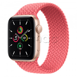 Купить Apple Watch SE // 44мм GPS // Корпус из алюминия золотого цвета, плетёный монобраслет цвета «Розовый пунш» (2020)