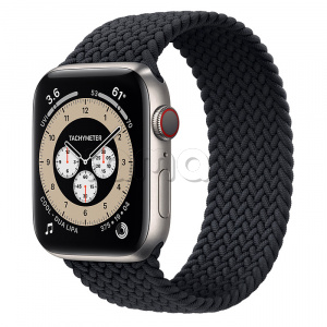 Купить Apple Watch Series 6 // 44мм GPS + Cellular // Корпус из титана, плетёный монобраслет угольного цвета