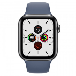 Купить Apple Watch Series 5 // 44мм GPS + Cellular // Корпус из нержавеющей стали цвета «серый космос», спортивный ремешок цвета «морской лёд»