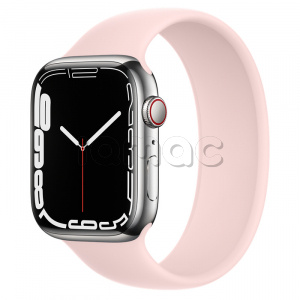 Купить Apple Watch Series 7 // 45мм GPS + Cellular // Корпус из нержавеющей стали серебристого цвета, монобраслет цвета «розовый мел»