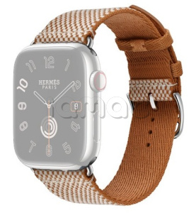 45мм Ремешок Hermès Toile H Single (Simple) Tour цвета Gold/Ecru для Apple Watch