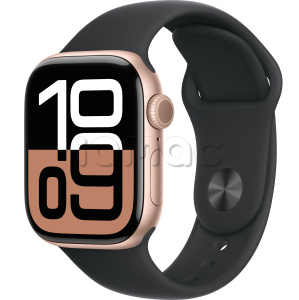 Купить Apple Watch Series 10 // 42мм GPS // Корпус из алюминия цвета "розовое золото", спортивный ремешок черного цвета