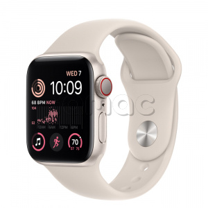 Купить Apple Watch SE // 40мм GPS + Cellular // Корпус из алюминия цвета «сияющая звезда», спортивный ремешок цвета «сияющая звезда» (2022-2023)