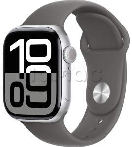 Купить Apple Watch Series 10 // 46мм GPS // Корпус из алюминия серебристого цвета, спортивный ремешок цвета "каменный серый"