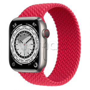 Купить Apple Watch Series 7 // 45мм GPS + Cellular // Корпус из титана, плетёный монобраслет цвета (PRODUCT)RED