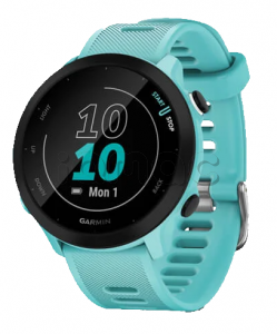 Купить Беговые умные часы Garmin Forerunner 55 (42mm), корпус цвета "аква", силиконовый ремешок цвета "аква"