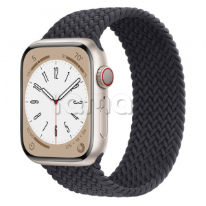 Купить Apple Watch Series 8 // 45мм GPS + Cellular // Корпус из алюминия цвета "сияющая звезда", плетёный монобраслет цвета "темная ночь"
