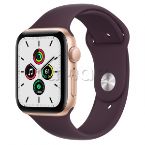 Купить Apple Watch SE // 44мм GPS // Корпус из алюминия золотого цвета, спортивный ремешок цвета «Тёмная вишня»