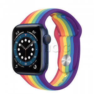 Купить Apple Watch Series 6 // 40мм GPS // Корпус из алюминия синего цвета, спортивный ремешок радужного цвета