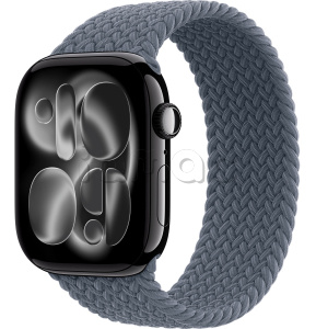 Купить Apple Watch Series 11 // 46мм GPS // Черный глянцевый корпус из алюминия, плетеный монобраслет цвета "якорный синий"