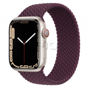 Купить Apple Watch Series 7 // 45мм GPS + Cellular // Корпус из алюминия цвета «сияющая звезда», плетёный монобраслет цвета «тёмная вишня»