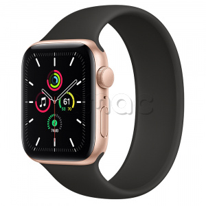 Купить Apple Watch SE // 44мм GPS // Корпус из алюминия золотого цвета, монобраслет чёрного цвета (2020)