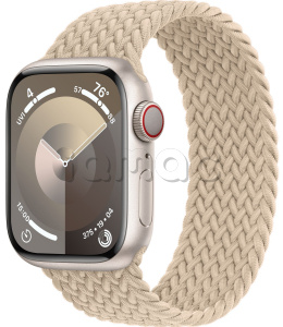 Купить Apple Watch Series 9 // 45мм GPS+Cellular // Корпус из алюминия цвета "сияющая звезда", плетёный монобраслет бежевого цвета