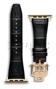 Ремешок Golden Concept для Apple Watch, Leather (Black/Gold)