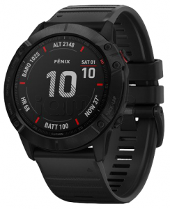 Купить Мультиспортивные часы Garmin Fenix 6X Pro (51mm) стальной черный корпус, черный силиконовый ремешок