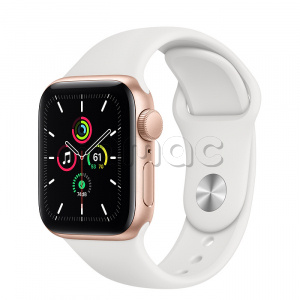 Купить Apple Watch SE // 40мм GPS // Корпус из алюминия золотого цвета, спортивный ремешок белого цвета (2020)