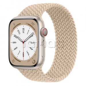 Купить Apple Watch Series 8 // 45мм GPS + Cellular // Корпус из алюминия цвета "сияющая звезда", плетёный монобраслет бежевого цвета