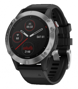 Купить Мультиспортивные часы Garmin Fenix 6 (47mm) стальной серебристый корпус, черный силиконовый ремешок