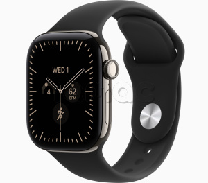 Купить Apple Watch Series 12 // 42мм GPS+Cellular // Корпус из титана натурального цвета, спортивный ремешок черного цвета