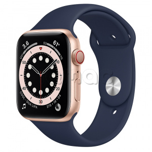 Купить Apple Watch Series 6 // 44мм GPS + Cellular // Корпус из алюминия золотого цвета, спортивный ремешок цвета «Тёмный ультрамарин»