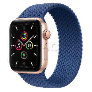 Купить Apple Watch SE // 44мм GPS + Cellular // Корпус из алюминия золотого цвета, плетёный монобраслет цвета «Атлантический синий» (2020)
