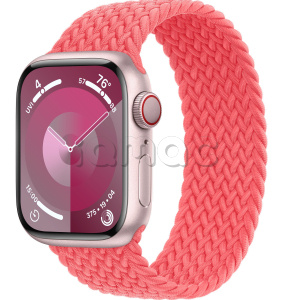Купить Apple Watch Series 9 // 41мм GPS+Cellular // Корпус из алюминия розового цвета, плетёный монобраслет цвета "розовая гуава"