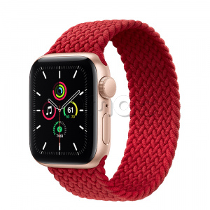 Купить Apple Watch SE // 40мм GPS // Корпус из алюминия золотого цвета, плетёный монобраслет цвета PRODUCT(RED) (2020)