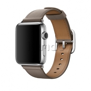 42/44мм Кожаный ремешок платиново-серого цвета с классической пряжкой для Apple Watch