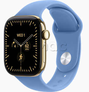 Купить Apple Watch Series 12 // 46мм GPS+Cellular // Корпус из титана золотого цвета, спортивный ремешок голубого цвета