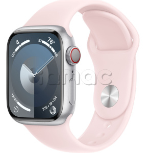 Купить Apple Watch Series 9 // 41мм GPS+Cellular // Корпус из алюминия серебристого цвета, спортивный ремешок светло-розового цвета