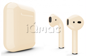 Купить AirPods - беспроводные наушники Apple (Экрю, глянец)