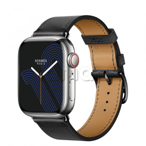 Купить Apple Watch Series 8 Hermès // 41мм GPS + Cellular // Корпус из нержавеющей стали серебристого цвета, ремешок Single Tour цвета Noir